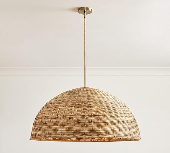 Natural Rattan Pendant Hanging Light for Ceiling | Handwoven Wicker Lamp Shade | Boho Wooden Weave Light for Living Room, Bedroom, Dining Table & Balc